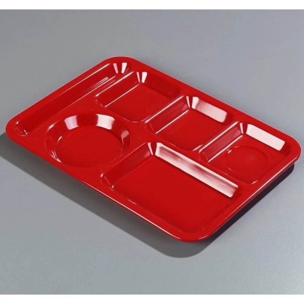 12 Red Carlisle Food service Products Right-Hand 6-Compartment Tray 10